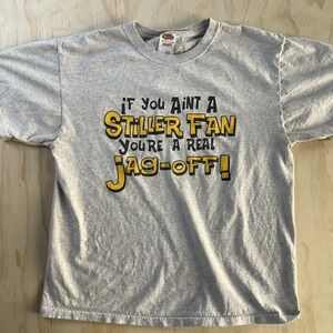 Vintage Stiller Fan Jag Off Fruit Of The Loom Shirt Mens Large Gray Tee T-Shirt